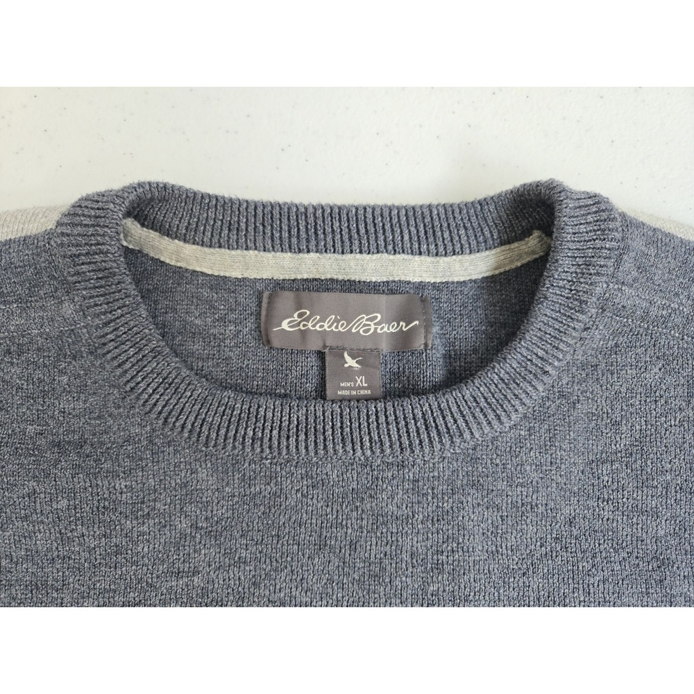 Eddie Bauer Men's XL Gray Mediumweight Thick Long Sleeve Crew Neck Knit Sweater - Picture 5 of 14